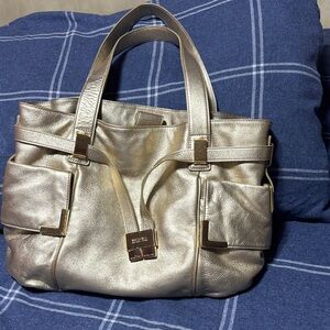 Gold Leather Tote Bag